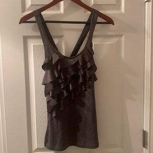 Grey Ruffled Tank Top